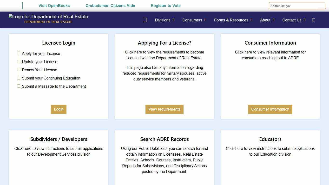 Home Department of Real Estate